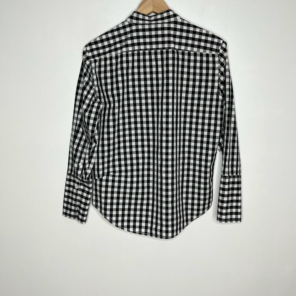 J.Crew Black White Gingham Button Front Cotton Shirt Size 4 - Picture 8 of 10